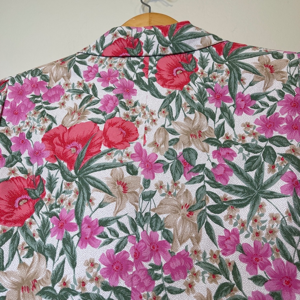 BELLE VOGUE | VTG Rare Floral Pattern Side Tie Lounge Blazer Jacket - Picture 7 of 14